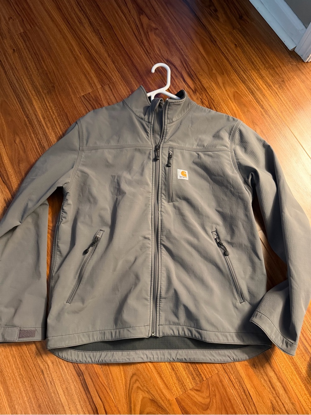 Carhartt Gray Full-Zip Softshell Jacket with Chest Logo